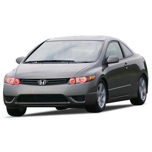 Honda-Civic-2006, 2007, 2008-LED-Halo-Headlights-RGB-Bluetooth RF Remote-HO-CVC0608-V3HBTRF