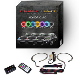 Honda-Civic-2012, 2013-LED-Halo-Headlights-RGB-RF Remote-HO-CVC1213-V3HRF