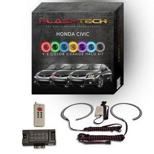Honda-Civic-2012, 2013-LED-Halo-Headlights-RGB-IR Remote-HO-CVC1213-V3HIR