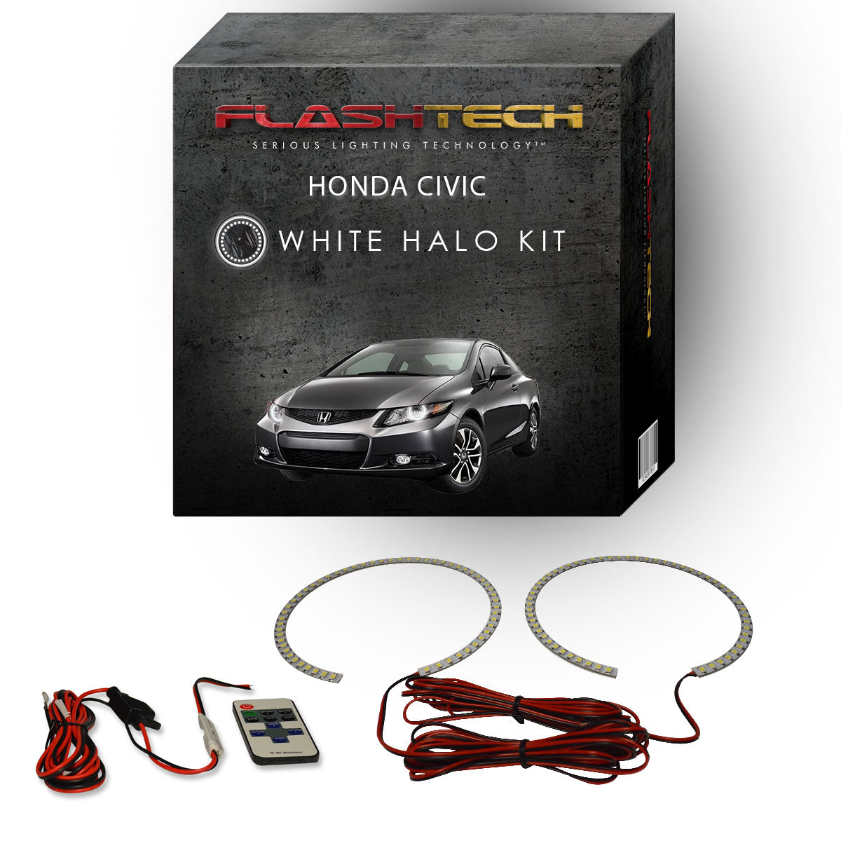 Honda-Civic-2012, 2013-LED-Halo-Headlights-White-RF Remote White-HO-CVC1213-WHRF