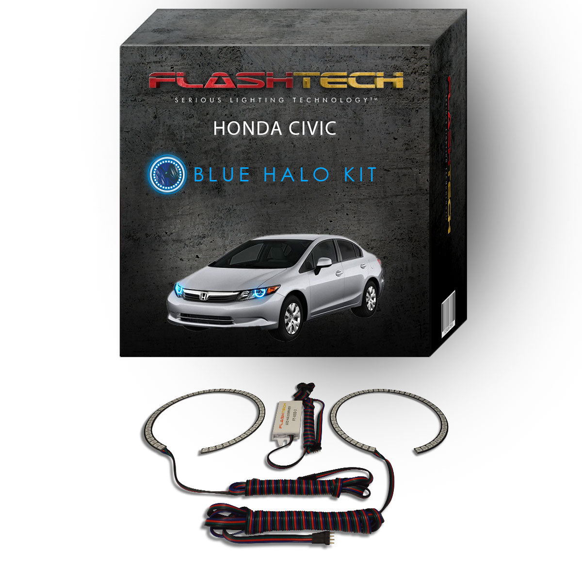 Honda-Civic-2012, 2013, 2014, 2015-LED-Halo-Headlights-RGB-No Remote-HO-CVS1215-V3H