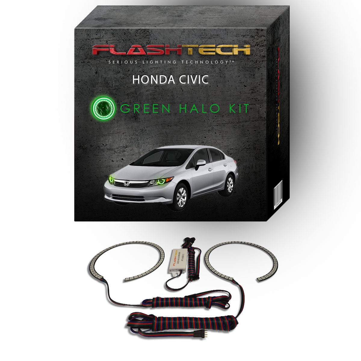 Honda-Civic-2012, 2013, 2014, 2015-LED-Halo-Headlights-RGB-Bluetooth RF Remote-HO-CVS1215-V3HBTRF