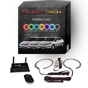 Honda-Civic-2012, 2013, 2014, 2015-LED-Halo-Headlights-RGB-IR Remote-HO-CVS1215-V3HIR