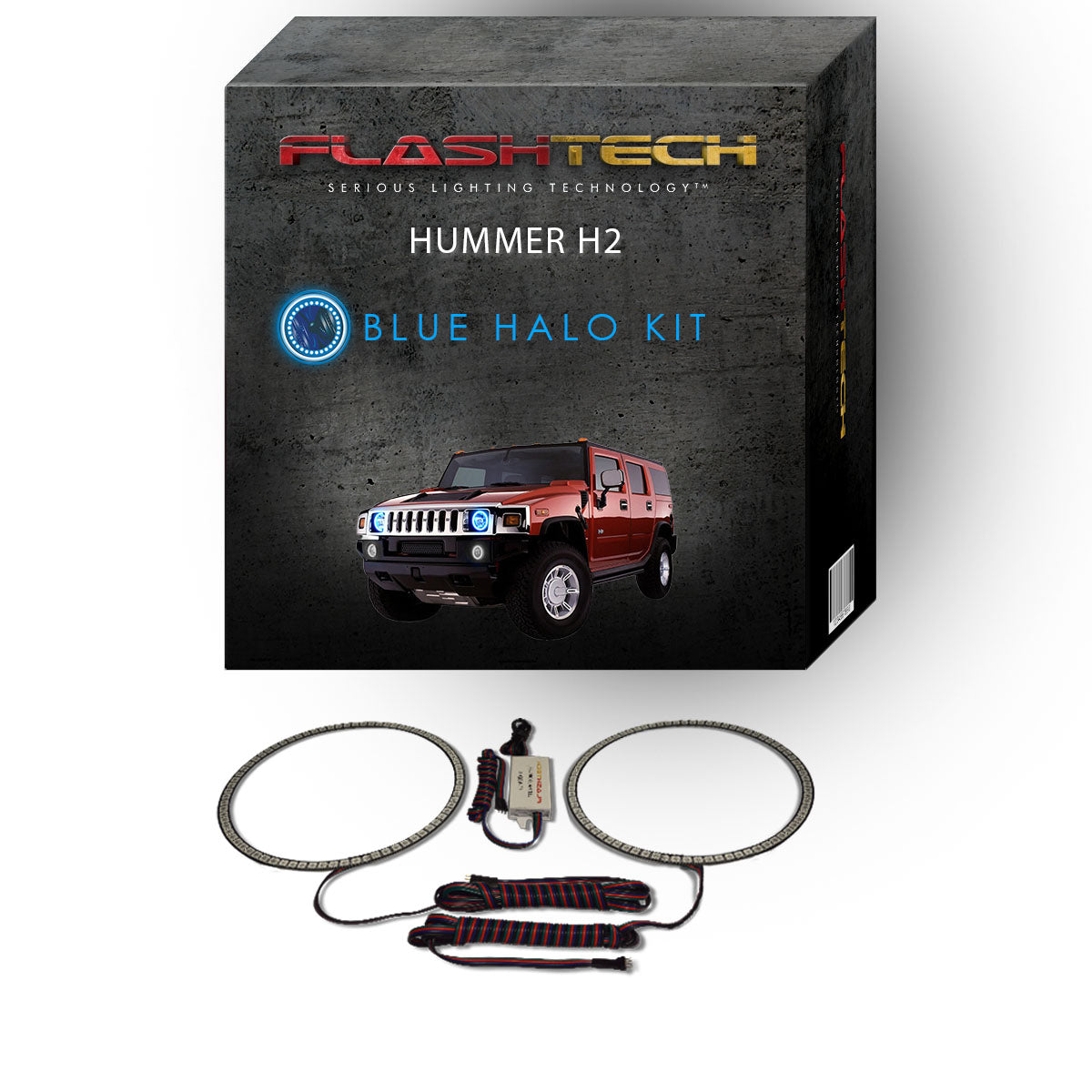 Hummer-H2-2003, 2004, 2005, 2006, 2007, 2008, 2009-LED-Halo-Headlights-RGB-No Remote-HU-H203-V3H