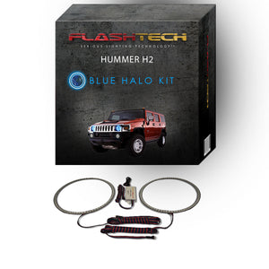 Hummer-H2-2003, 2004, 2005, 2006, 2007, 2008, 2009-LED-Halo-Headlights-RGB-Bluetooth RF Remote-HU-H203-V3HBTRF