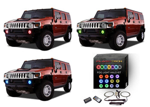 Hummer-H2-2003, 2004, 2005, 2006, 2007, 2008, 2009-LED-Halo-Fog Lights-RGB-Colorfuse RF Remote-HU-H203-V3FCFRF