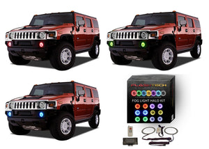 Hummer-H2-2003, 2004, 2005, 2006, 2007, 2008, 2009-LED-Halo-Fog Lights-RGB-RF Remote-HU-H203-V3FRF