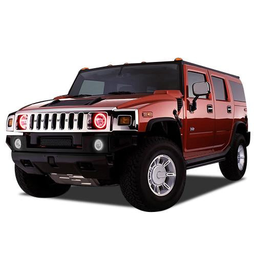 Hummer-H2-2003, 2004, 2005, 2006, 2007, 2008, 2009-LED-Halo-Headlights-ColorChase-No Remote-HU-H203-CCH