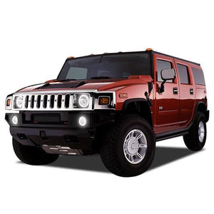 Hummer-H2-2003, 2004, 2005, 2006, 2007, 2008, 2009-LED-Halo-Headlights and Fog Lights-ColorChase-No Remote-HU-H20309-CCHF
