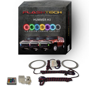 Hummer-H3-2006, 2007, 2008, 2009, 2010-LED-Halo-Fog Lights-RGB-Bluetooth RF Remote-HU-H30510-V3FBTRF