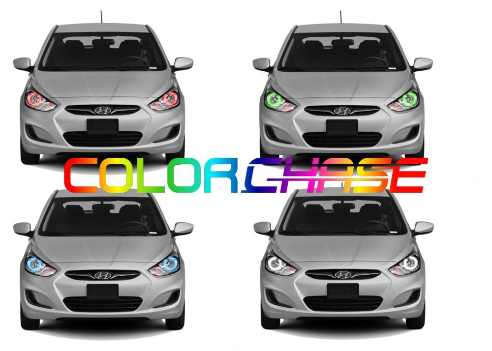 Hyundai-Accent-2012, 2013, 2014-LED-Halo-Headlights-ColorChase-No Remote-HY-AC1214-CCH