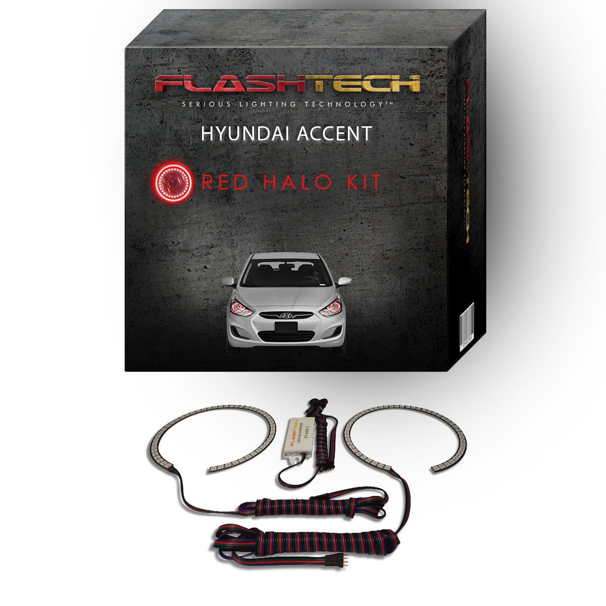 Hyundai-Accent-2012, 2013, 2014-LED-Halo-Headlights-RGB-Bluetooth RF Remote-HY-AC1214-V3HBTRF