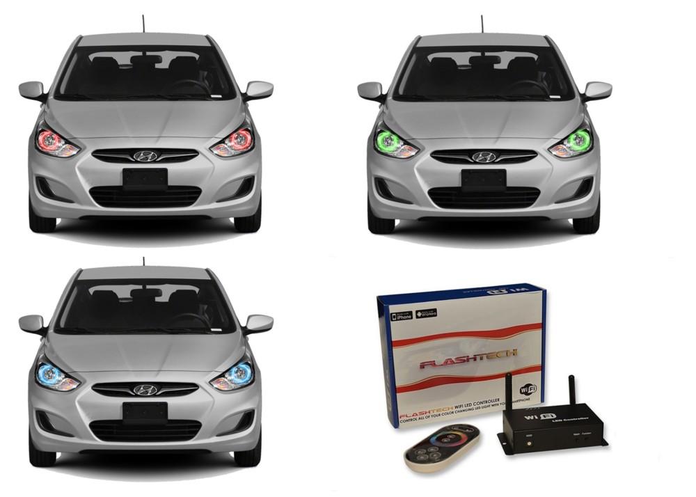 Hyundai-Accent-2012, 2013, 2014-LED-Halo-Headlights-RGB-WiFi Remote-HY-AC1214-V3HWI