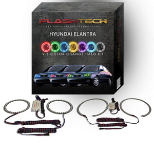 Hyundai-Elantra-2001, 2002, 2003-LED-Halo-Headlights-RGB-No Remote-HY-EL0103-V3H