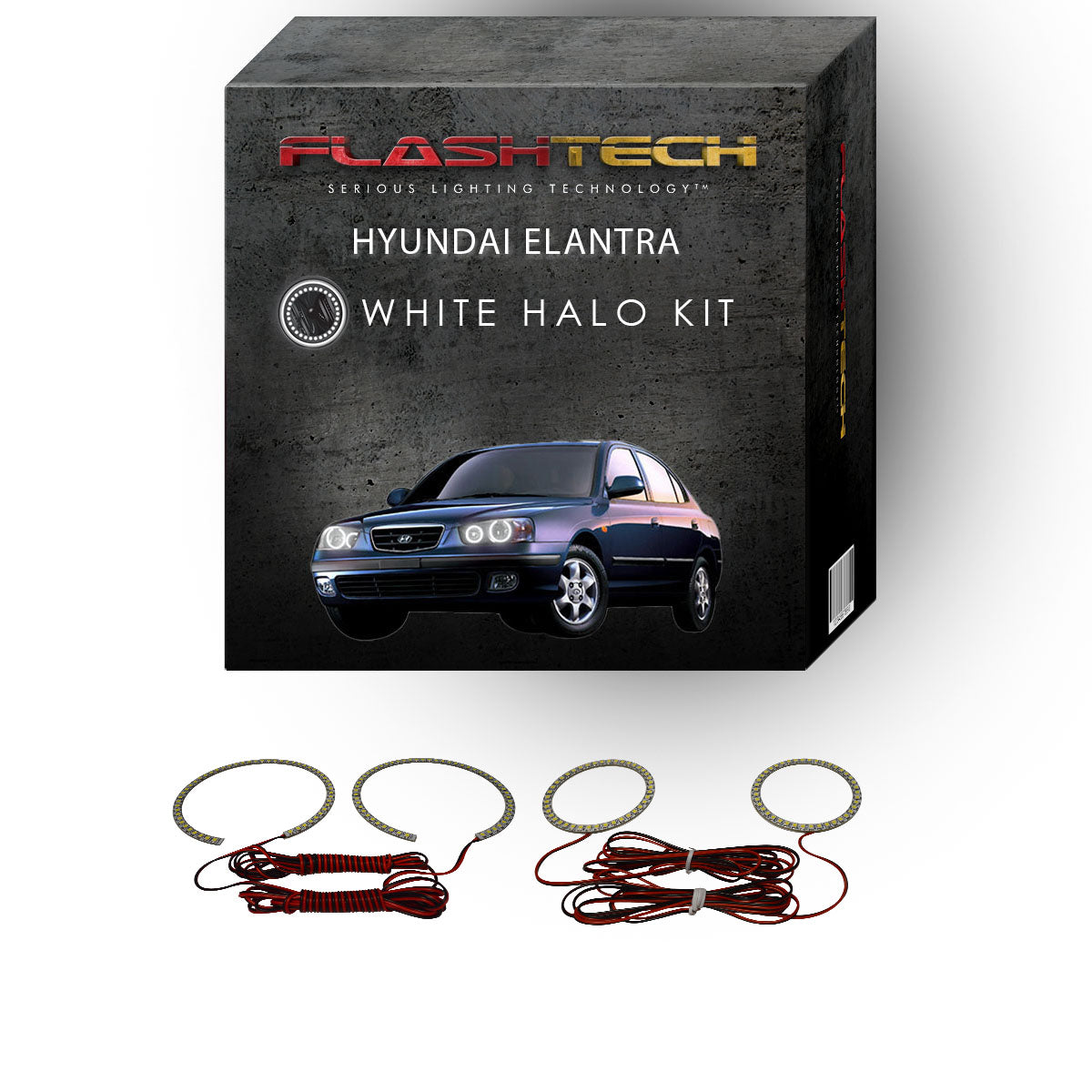 Hyundai-Elantra-2001, 2002, 2003-LED-Halo-Headlights-White-RF Remote White-HY-EL0103-WHRF