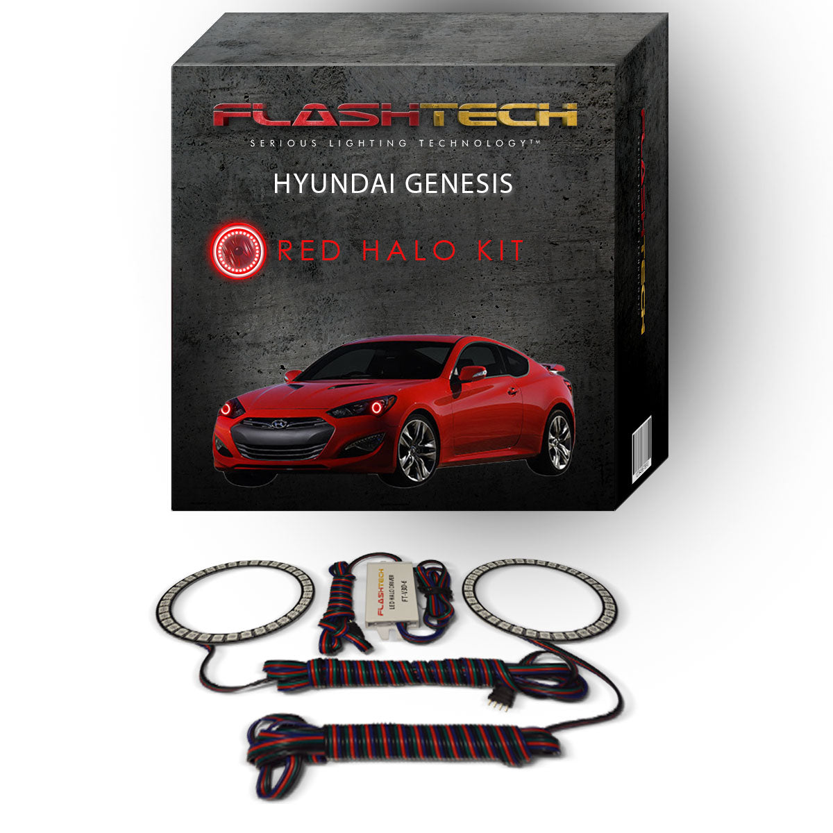 Hyundai-Genesis-2013, 2014, 2015, 2016-LED-Halo-Headlights-RGB-Bluetooth RF Remote-HY-GE1316-V3HBTRF