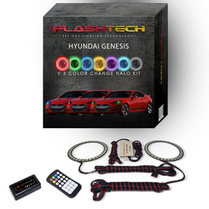 Hyundai-Genesis-2013, 2014, 2015, 2016-LED-Halo-Headlights-RGB-RF Remote-HY-GE1316-V3HRF