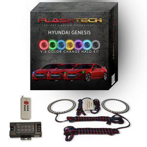 Hyundai-Genesis-2013, 2014, 2015, 2016-LED-Halo-Headlights-RGB-IR Remote-HY-GE1316-V3HIR