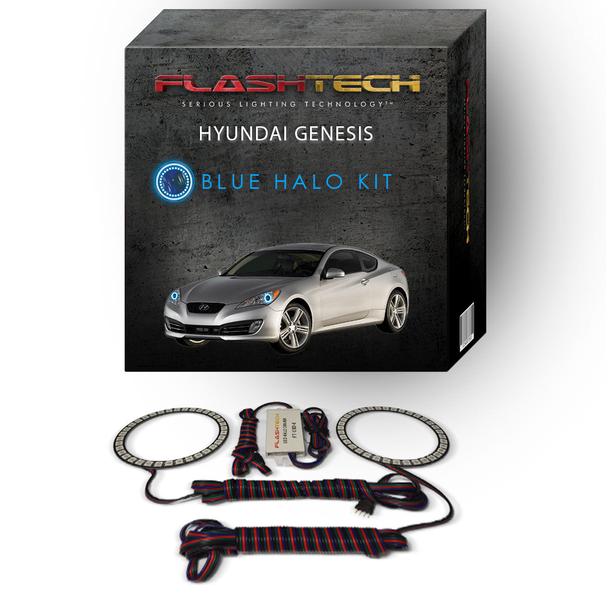 Hyundai-Genesis-2010, 2011, 2012-LED-Halo-Headlights-RGB-No Remote-HY-GNC1012-V3H