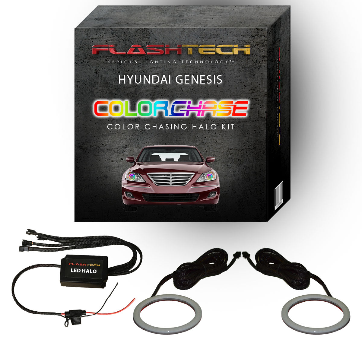 Hyundai Genesis Sedan ColorChase LED Halo Headlight Kit 2009-2011