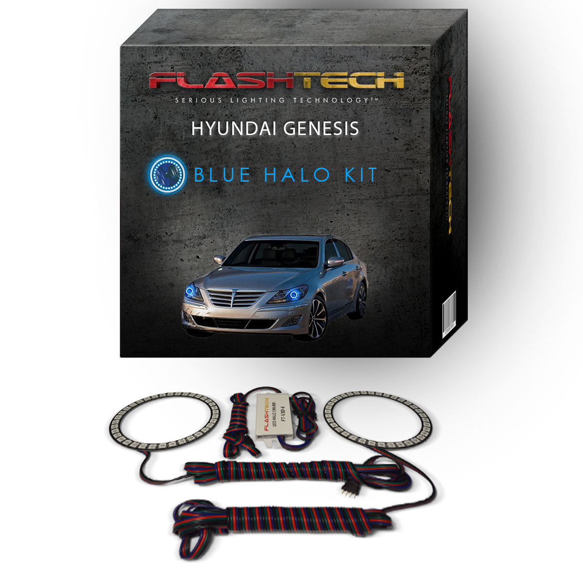 Hyundai-Genesis-2012, 2013, 2014-LED-Halo-Headlights-RGB-No Remote-HY-GNS1214-V3H