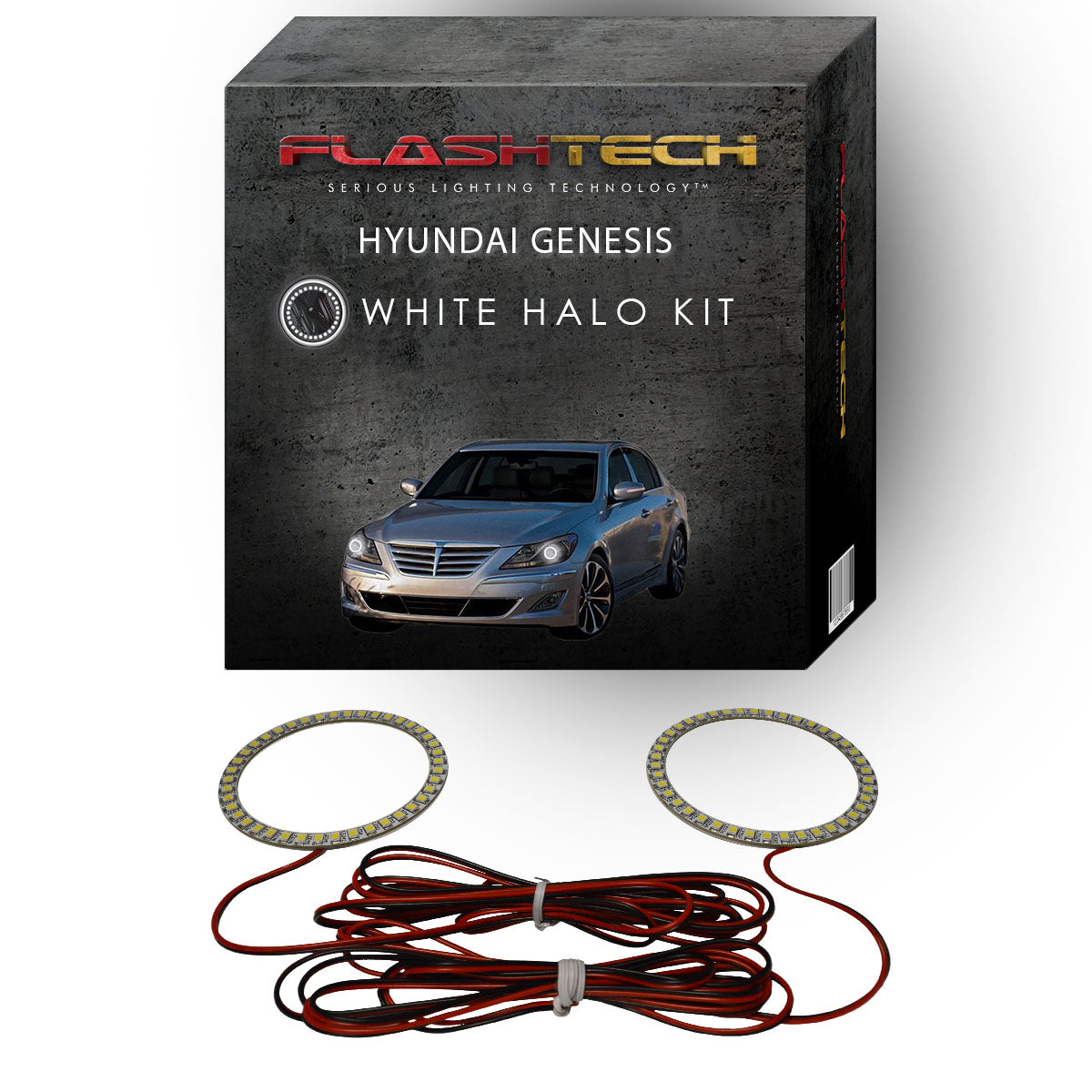 Hyundai-Genesis-2012, 2013, 2014-LED-Halo-Headlights-White-RF Remote White-HY-GNS1214-WHRF