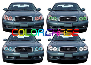 Hyundai-Sonata-2002, 2003, 2004, 2005-LED-Halo-Headlights-ColorChase-No Remote-HY-SO0205-CCH
