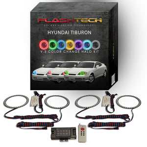 Hyundai-Tiburon-2003, 2004-LED-Halo-Headlights-RGB-IR Remote-HY-TB0304-V3HIR