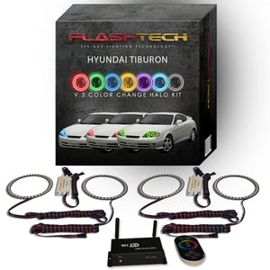 Hyundai-Tiburon-2003, 2004-LED-Halo-Headlights-RGB-IR Remote-HY-TB0304-V3HIR