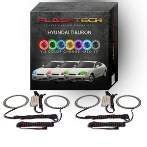 Hyundai-Tiburon-2003, 2004-LED-Halo-Headlights-RGB-No Remote-HY-TB0304-V3H