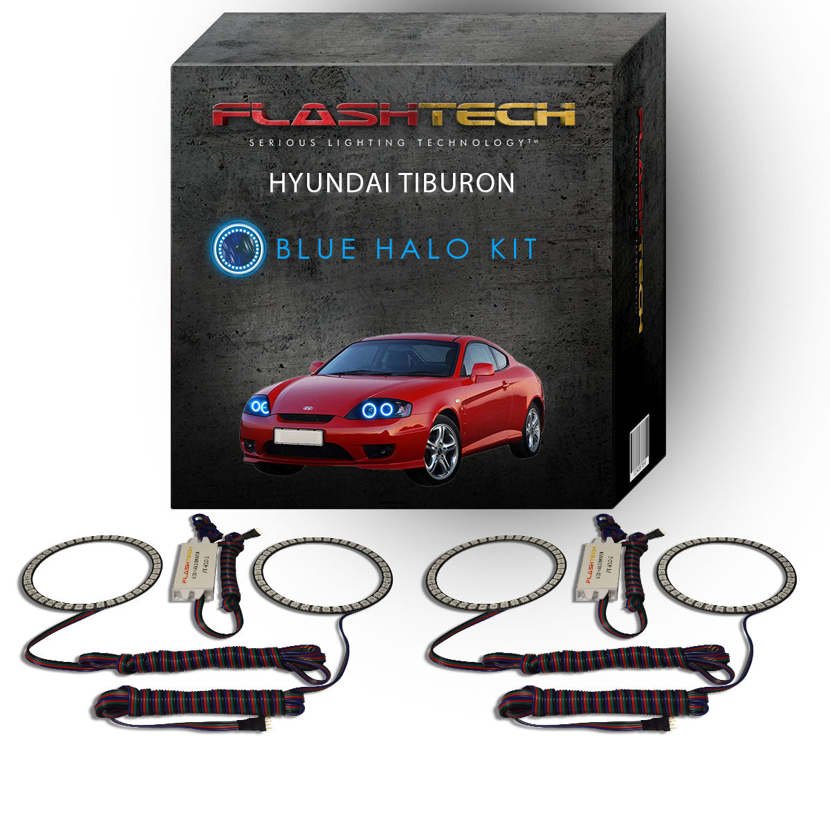 Hyundai-Tiburon-2005, 2006-LED-Halo-Headlights-RGB-No Remote-HY-TB0506-V3H