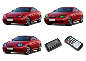 Hyundai-Tiburon-2005, 2006-LED-Halo-Headlights-RGB-Colorfuse RF Remote-HY-TB0506-V3HCFRF