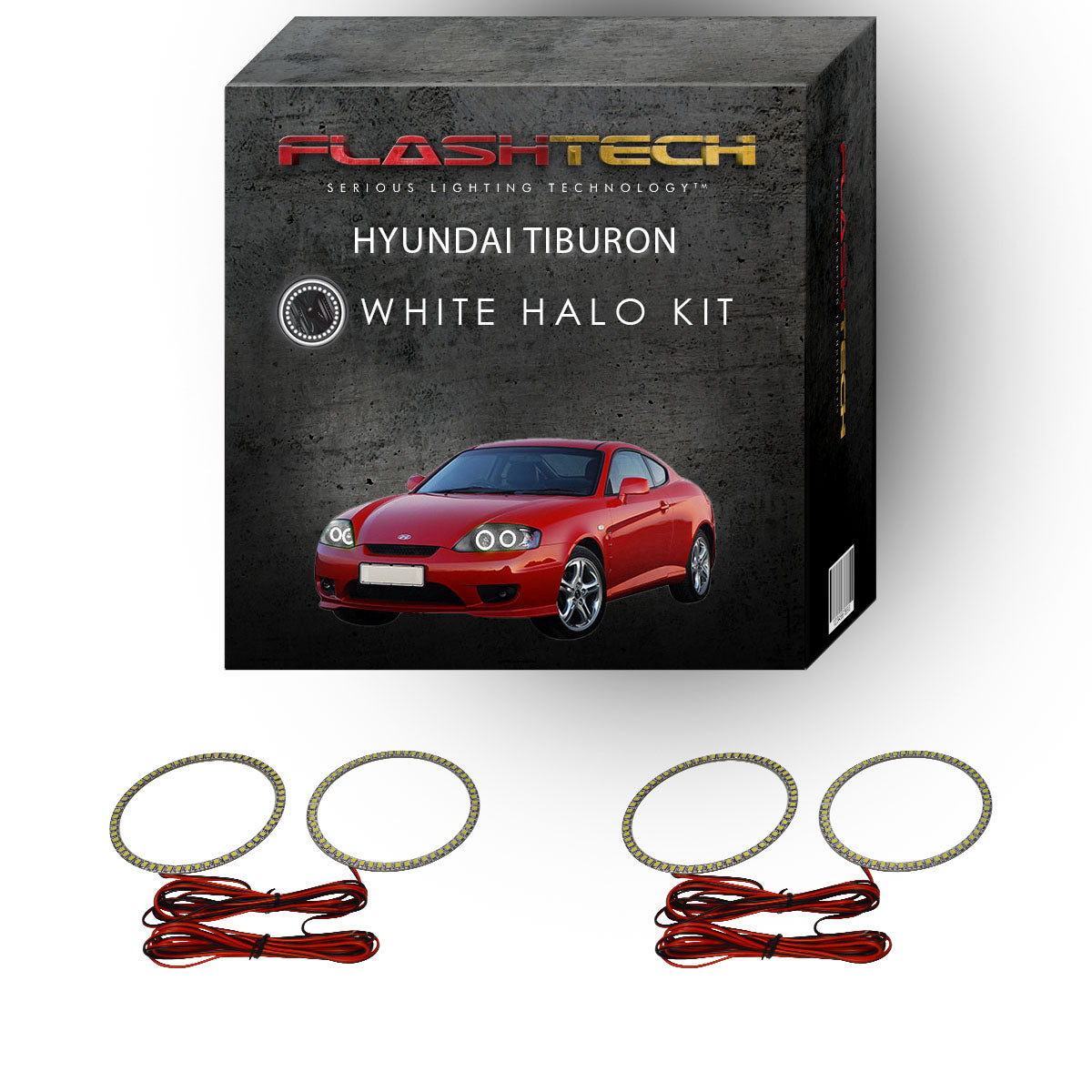 Hyundai-Tiburon-2005, 2006-LED-Halo-Headlights-White-RF Remote White-HY-TB0506-WHRF
