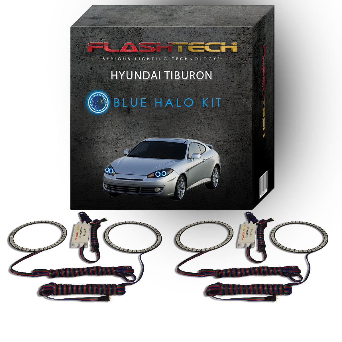 Hyundai-Tiburon-2007, 2008-LED-Halo-Headlights-RGB-No Remote-HY-TB0708-V3H