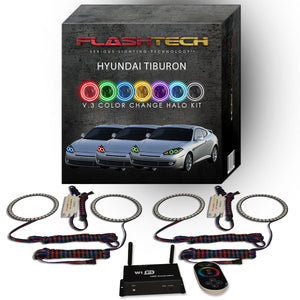 Hyundai-Tiburon-2007, 2008-LED-Halo-Headlights-RGB-IR Remote-HY-TB0708-V3HIR