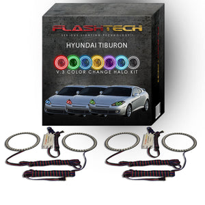 Hyundai-Tiburon-2007, 2008-LED-Halo-Headlights-RGB-No Remote-HY-TB0708-V3H