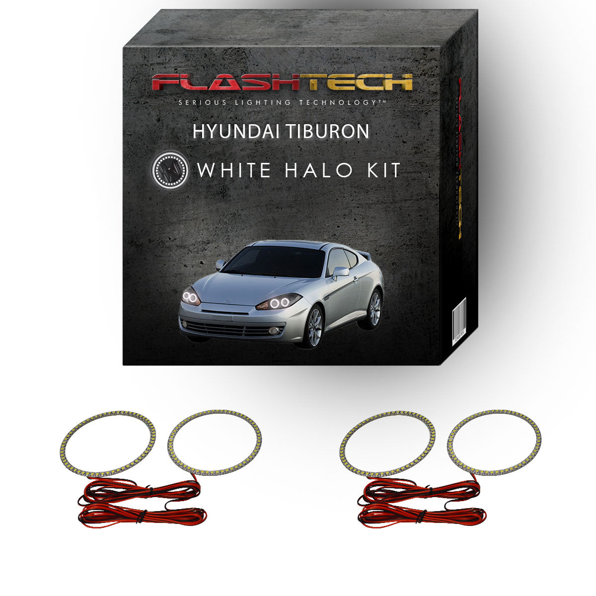 Hyundai-Tiburon-2007, 2008-LED-Halo-Headlights-White-RF Remote White-HY-TB0708-WHRF