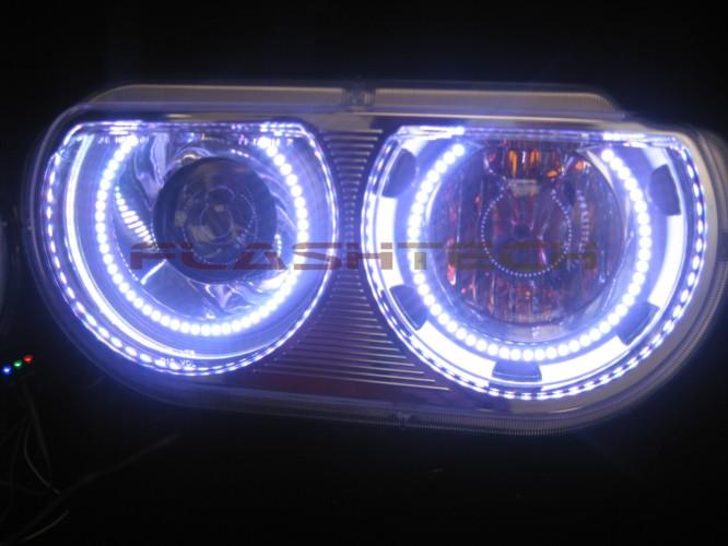 Dodge-Challenger-2008, 2009, 2010, 2011, 2012, 2013-LED-Halo-Headlights and Fog Lights-White-RF Remote White-DO-CLP0814-WHFRF