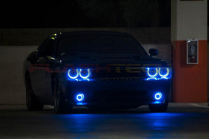Dodge-Challenger-2008, 2009, 2010, 2011, 2012, 2013, 2014-LED-Halo-Headlights-RGB Multi Color-No Remote-DO-CL0814-V3H-WPE