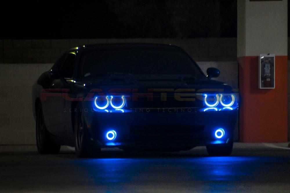 Dodge-Challenger-2015, 2016, 2017, 2018, 2019-LED-Halo-Headlights-RGB-Bluetooth RF Remote-DO-CL01519-V3HBTRF-WPE