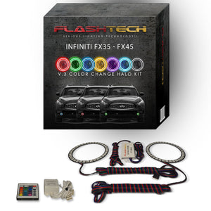 Infiniti-FX35-2003, 2004, 2005, 2006, 2007, 2008-LED-Halo-Fog Lights-RGB-Bluetooth RF Remote-IN-FX0308-V3FBTRF