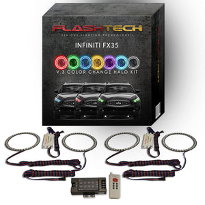 Infiniti-FX35 -2009, 2010, 2011, 2012-LED-Halo-Headlights-RGB-IR Remote-IN-FX350912-V3HIR