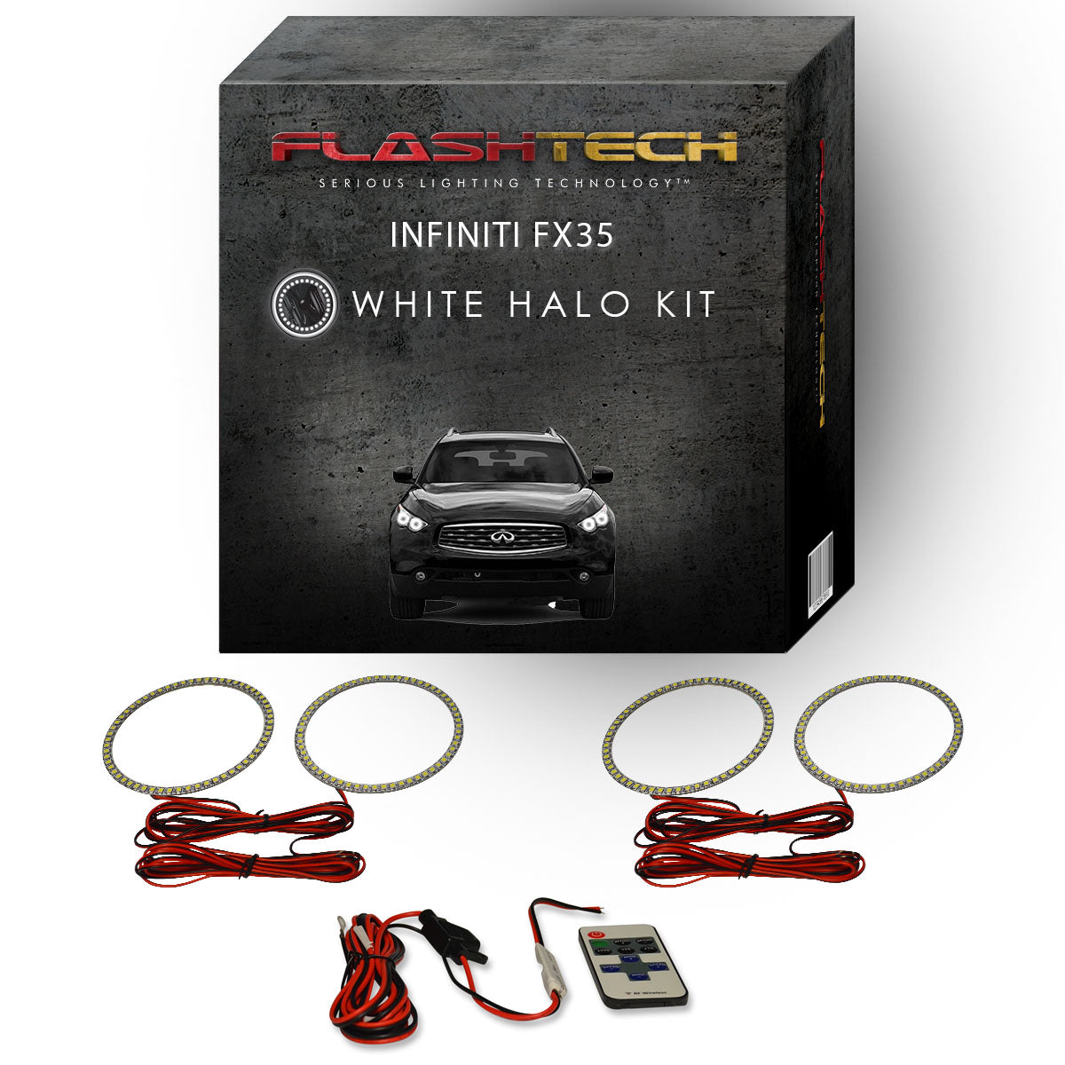 Infiniti-FX35 -2009, 2010, 2011, 2012-LED-Halo-Headlights-White-RF Remote White-IN-FX350912-WHRF