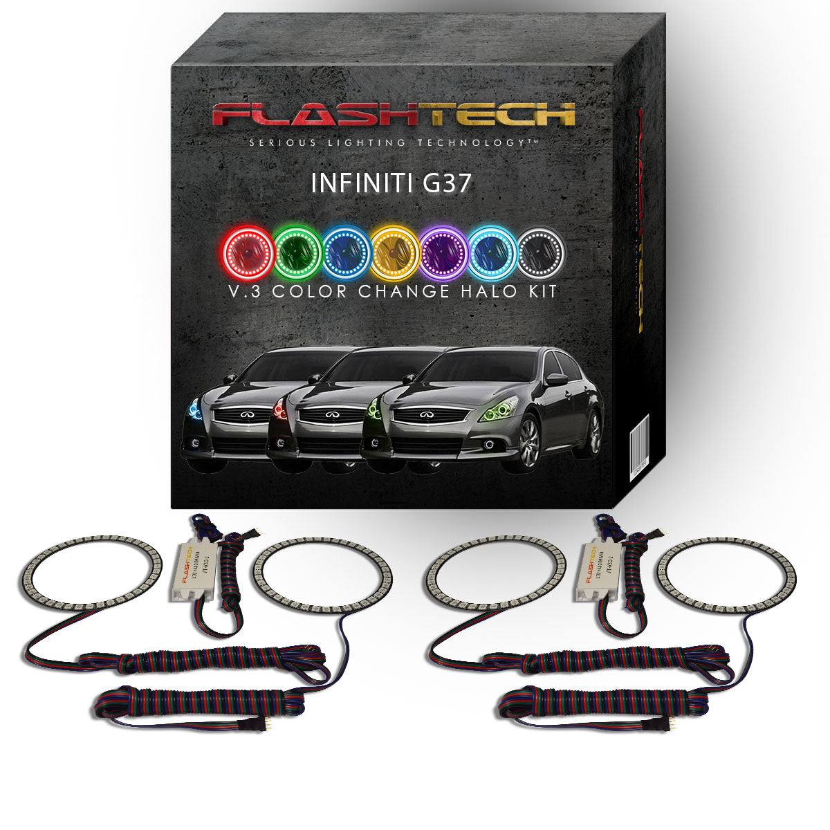 Infiniti-G37-2010, 2011, 2012, 2013-LED-Halo-Headlights-RGB-No Remote-IN-G37S1013-V3H
