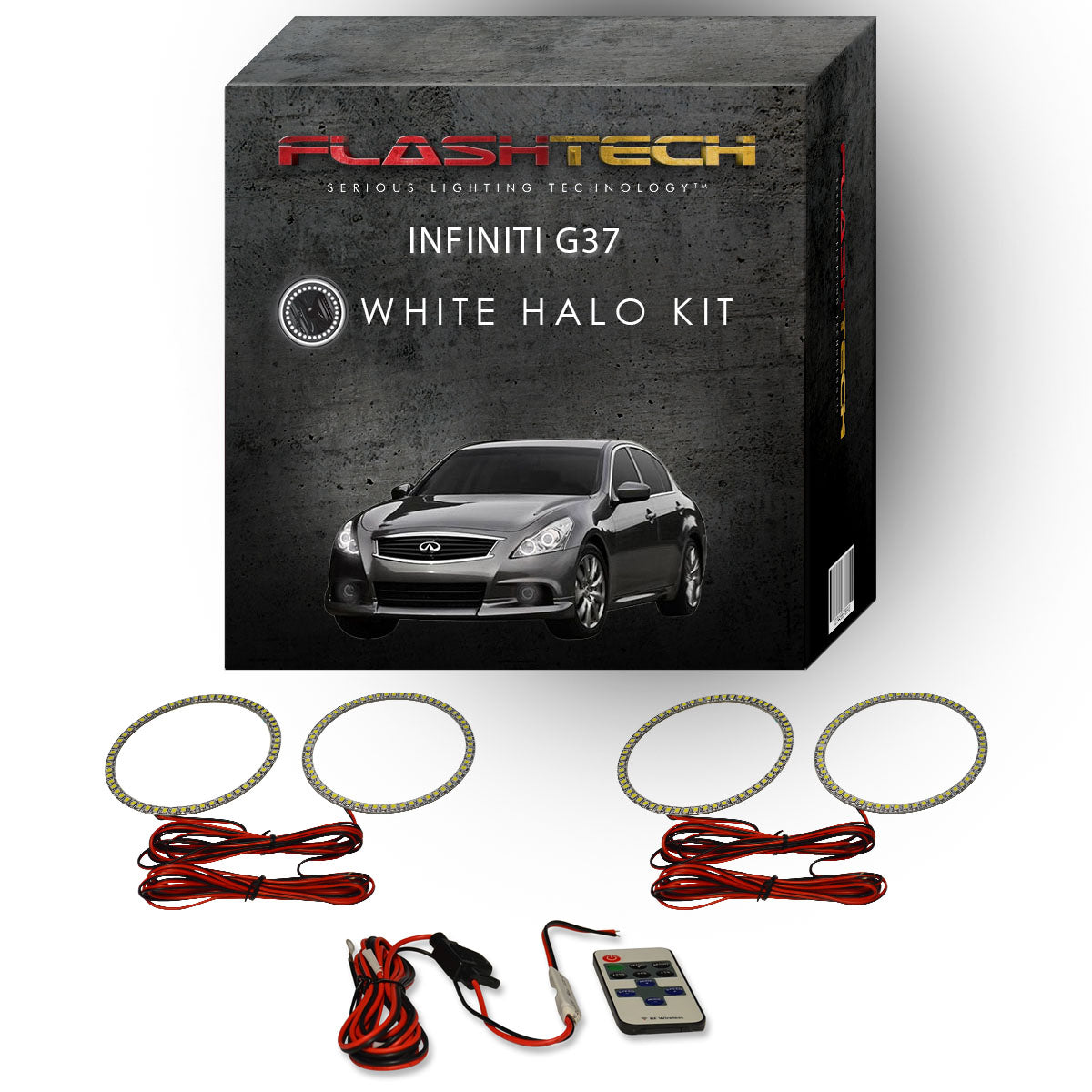 Infiniti-G37-2010, 2011, 2012, 2013-LED-Halo-Headlights-White-RF Remote White-IN-G37S1013-WHRF