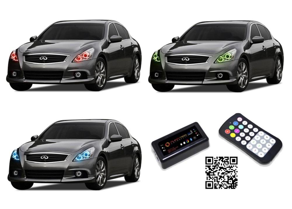 Infiniti-Q40-2014, 2015-LED-Halo-Headlights-RGB-Bluetooth RF Remote-IN-Q41415-V3HBTRF