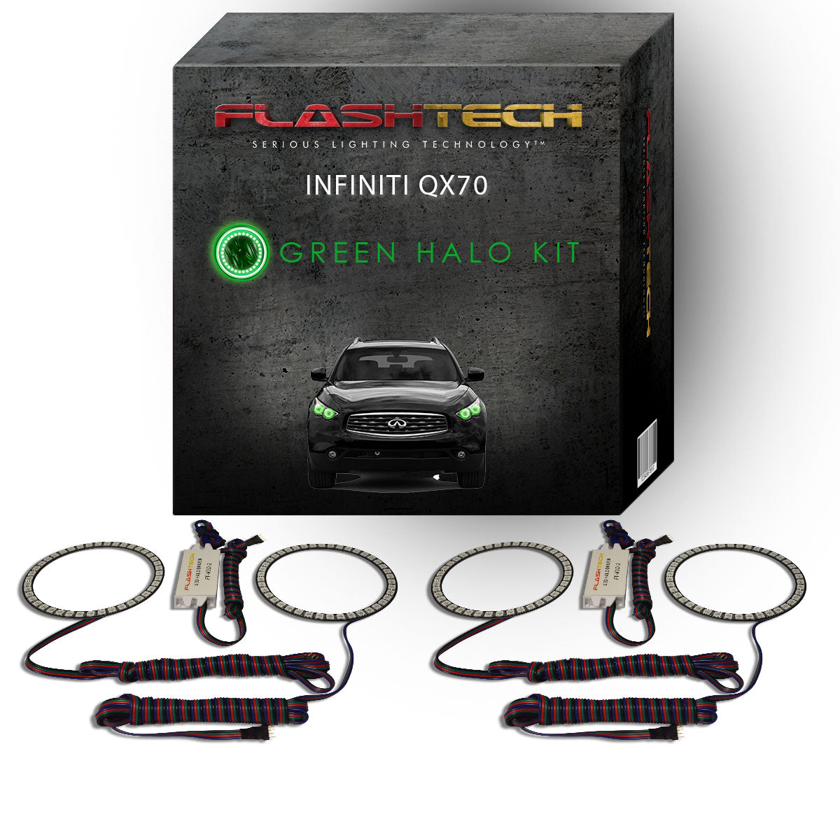 Infiniti-QX70-2013, 2014, 2015, 2016, 2017-LED-Halo-Headlights-RGB-Bluetooth RF Remote-IN-QX701317-V3HBTRF