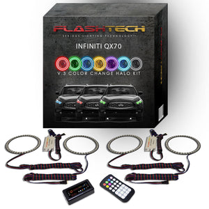 Infiniti-QX70-2013, 2014, 2015, 2016, 2017-LED-Halo-Headlights-RGB-RF Remote-IN-QX701317-V3HRF