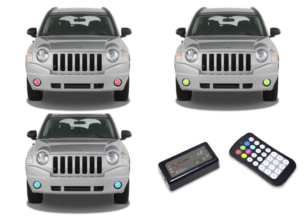 Jeep-Compass-2007, 2008, 2009, 2010-LED-Halo-Fog Lights-RGB-Colorfuse RF Remote-JE-CP0710-V3FCFRF