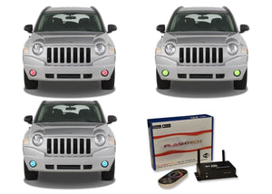 Jeep-Compass-2007, 2008, 2009, 2010-LED-Halo-Fog Lights-RGB-WiFi Remote-JE-CP0710-V3FWI